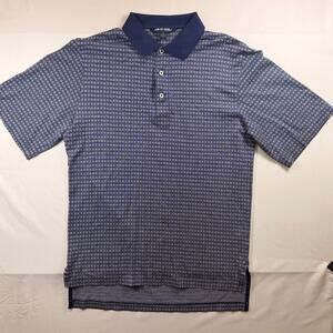 Polo Ralph Lauren Mens Blue Geometric Micro Pattern Pima Polo Shirt Size Small